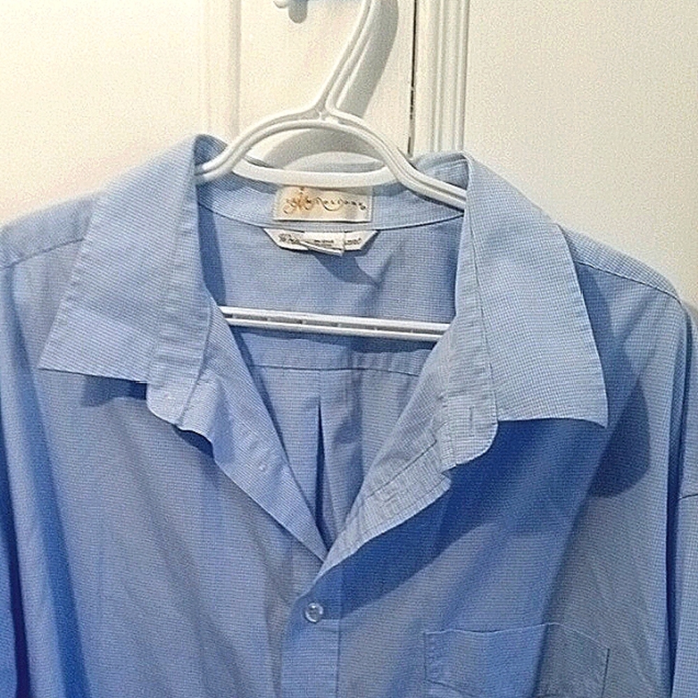 IL MIGLIORE men,S XXL wrinkle resistant light blue checked dress Shirt